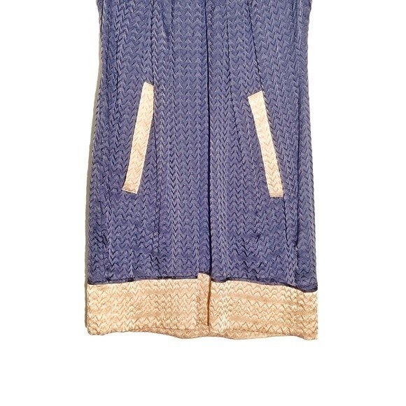 Harkham 100% Silk Sleeveless Slate Blue Gray‎ & Apricot Evening Cocktail Dress - Picture 3 of 6